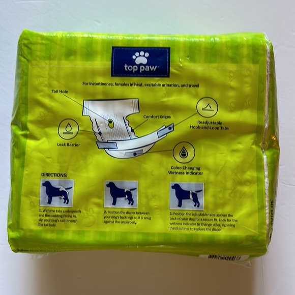 Top Paw Disposable Diapers 12 pk Size Medium-NWT - Picture 3 of 4